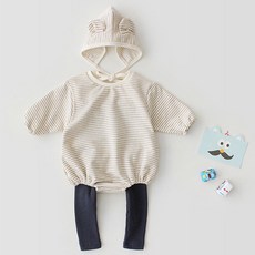 Salute 迷你條紋連身褲 + 帽子套組