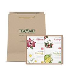 TEAMAID 花草茶包禮盒4款組, 木槿花茶 10入+玫瑰果茶 10入+洋甘菊茶 10入+蘋果檸檬博士茶 10入, 1組