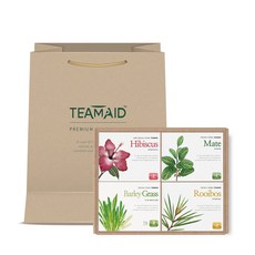 TEAMAID 花草茶茶包禮盒, 木槿花茶 10入+瑪黛茶 10入+草本茶 10入+南非國寶茶 10入, 1組