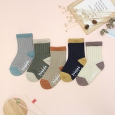 DRESSHOUSE 孩童雙色短襪 5雙