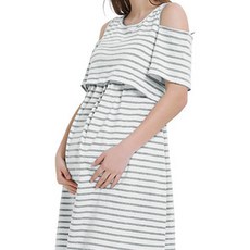 올나인 어깨 트임 라운드 임산부 원피스