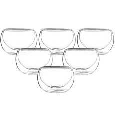 耐熱玻璃雙層杯 80ml, 單一顏色, 6個