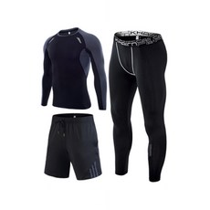 NAYA STYLE 男款運動長袖上衣+短褲+緊身褲 HL-268-1