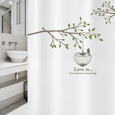 設計布什浴簾 Love Is L 1800 x 1880 毫米 + 不銹鋼掛鉤套組, 1套