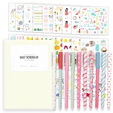 2Youngdesign 日記+裝飾 Instic 貼紙 28 種+彩色中性筆套組 10, 象牙