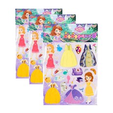 소피아 뽀송뽀송 큐티코디 1 스티커 3p, 혼합색상, 1개