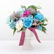 조화 르네상스 플라워 화분 꽃 랜덤발송, 블루, 1개