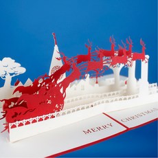 紅色魯道夫雪橇3D立體卡片, 混色, 2個