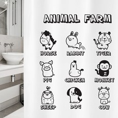 Design Soup浴簾 動物農場 L 1800*1880mm+不鏽鋼掛環組, 1套