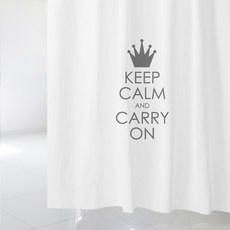 布什浴簾 KEEP CARRY 白色 + 不銹鋼掛鉤組, 1套