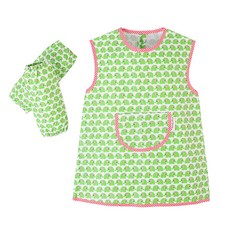 Coney Island 孩童圖案印花防水圍裙+袖套+收納袋, Baby Elephant Green