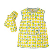 Coney Island 孩童圖案印花防水圍裙+袖套+收納袋, Lemon