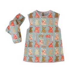 Coney Island 孩童圖案印花防水圍裙+袖套+收納袋, VIintage Rabbit Blue