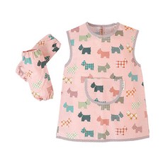 Coney Island 孩童圖案印花防水圍裙+袖套+收納袋, I Love Dog Pink