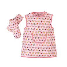 Coney Island 孩童圖案印花防水圍裙+袖套+收納袋, Mini Elephant Pink