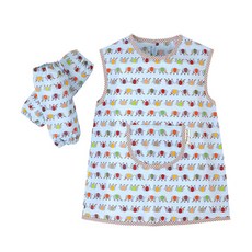 Coney Island 孩童圖案印花防水圍裙+袖套+收納袋, Mini Elephant Blue