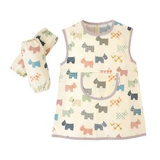 Coney Island 孩童圖案印花防水圍裙+袖套+收納袋, I Love Dog Ivory