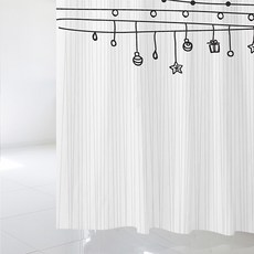DesignSoopul 浴簾 L 1800 x 1880 mm + 不鏽鋼掛環組 sc888, 1套