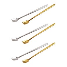 SAMHO GLASS 不鏽鋼湯匙 2色*3入 SH10306, 黃金白銀, 1套