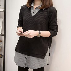 Poplar&C 女款 Libertine 格紋層疊襯衫針織衫