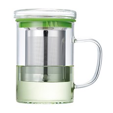 Aden不鏽鋼濾網玻璃馬克杯 420ml, 一種顏色, 1個