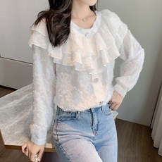 POPLARNC 蕾絲飾邊女襯衫