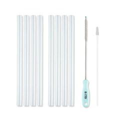 BBTTO 吸管杯用替換矽膠吸管 8入+吸管清潔刷 2入, 混色, 1組