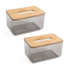 木質透明面紙盒 大, 混色, 2個