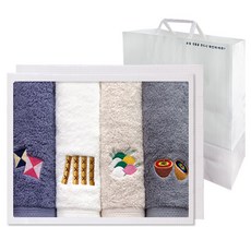 Songwol 松月 節慶遊戲毛巾 160g 40支 精梳棉 4入 + 提袋禮盒組, 隨機出貨, 1套