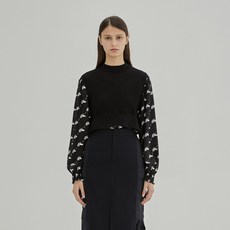 베이직하우스앤 여성용 프린트 배색 니트 HUKT720R