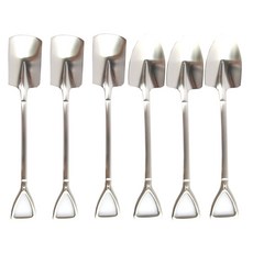 i-MATE 不鏽鋼霧面長柄甜品勺 方形 3入+三角形 3入, 單色, 1組