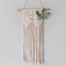 BLOOMING&ME 馬克拉梅鑽石壁掛 + 清爽綠色人造植物套組, 混合色