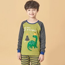 Uni FRIend 童款橘子恐龍圖案棉質9分袖上衣長褲組