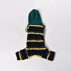 K PET 寵物色彩繽紛條紋全身連帽衫, 綠色