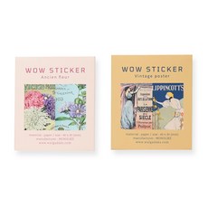 모노라이크 와우 스티커 팩 2종 세트, Ancien fleur + Vintage poster, 1세트