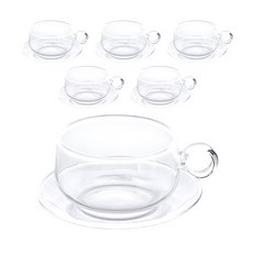 玻璃杯盤組 130ml, 透明色, 6套