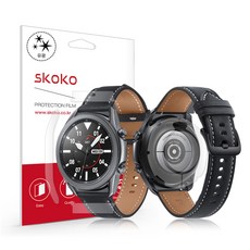 SKOKO 智慧手錶亮面保護貼 45mm 3入, 單色, 1套