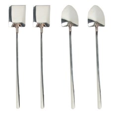i-MATE 不鏽鋼長柄甜品勺 方形 2入+三角形 2入, 單色, 1套