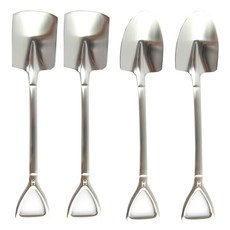 i-mate 霧面不鏽鋼鏟形甜點匙 方形鏟 2個 + 三角鏟 2個, 1套, 霧面處理