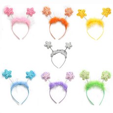 星形造型髮箍 7入組, 白色、粉色、橙色、黃色、藍色、淡紫色、綠色, 1套