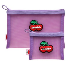 Pinkfoot 櫻桃裝飾網眼收納袋 M+S, 紫色, 1組