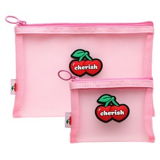 Pinkfoot 櫻桃裝飾網眼收納袋 M+S, 粉色, 1組