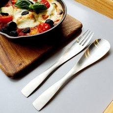 Countryitem 카페 스타일 커트러리 스푼포크 세트, 스푼 + 포크, 실버