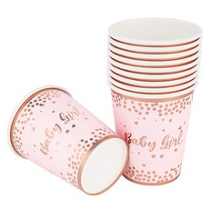 字母派對杯 Baby Girl 玫瑰金 240ml, 10入, 3套