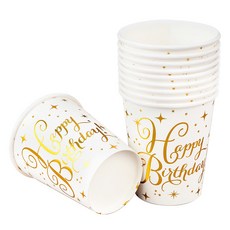 字母派對杯 生日快樂 白色 240ml, 10個, 3套