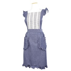 해피툴 프릴레이스 앞치마, 라인꽃데님, 1개