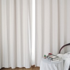 簡約素色雙層遮光窗簾 2入, 象牙