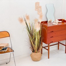 조화 높은 셀로아나 갈대 B 화분 120cm, 갈색, 1개