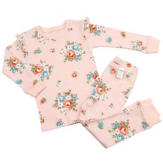 Maykids 女童款花朵荷葉邊20支紗長袖家居套裝