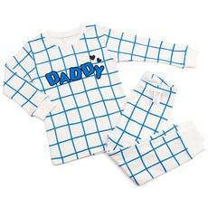 Maykids 童款印花20支彈力棉2件式長袖套裝 愛爸爸格紋款